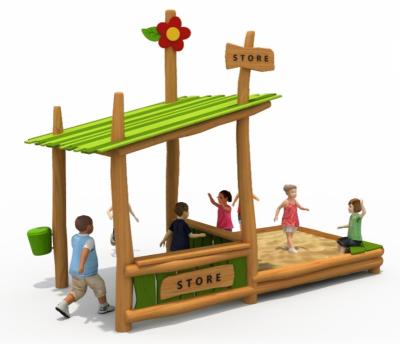 China Childcare Kids Outdoor Sand Play Area Design Wood Outdoor Playground Playhouse for Preschool and Kindergarten en venta