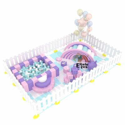 Chine Event Rental Portable White Pastel Color Toddler Foam Ball Pit Pool Indoor Soft Play Structure Equipment Set with Fence à vendre