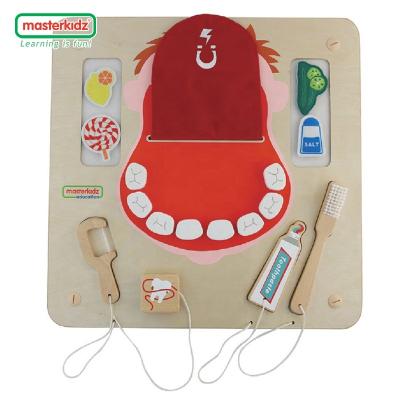 China Early Educational Learning Center Wooden Educational Toys Wall Board Games Kids Basic Skills Oral Care Learning Board for Sale zu verkaufen