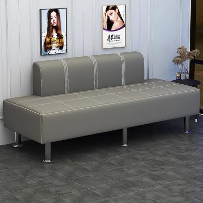 China Common for internet celebrity waiting occasions Wholesale Barber Shop Metal Frame Leather Reception black Salon Station Reception pu leather long Couch sofa Waiting Chairs for sale