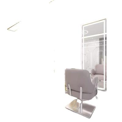 China Modern Gold double sided mirror salon styling station salon chair and mirror set hair salon station with mirror Led light for sale