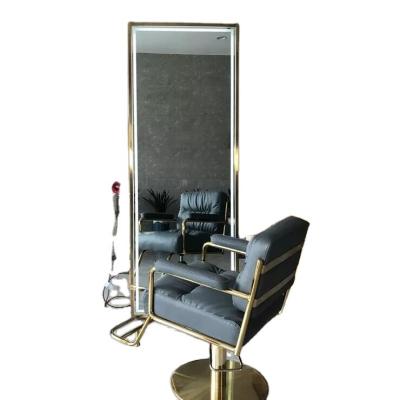 China Modern Bojue Large Aluminum Alloy Frame LED Luminous Single sided Mirror Stand A miroir salon de coiffur for sale