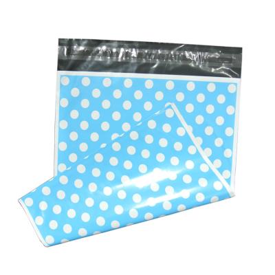 China 2.5 mil 9x12inch Blue Polka Dot Nice Printing Poly Mailers Mailing Bags Poly Bags for sale