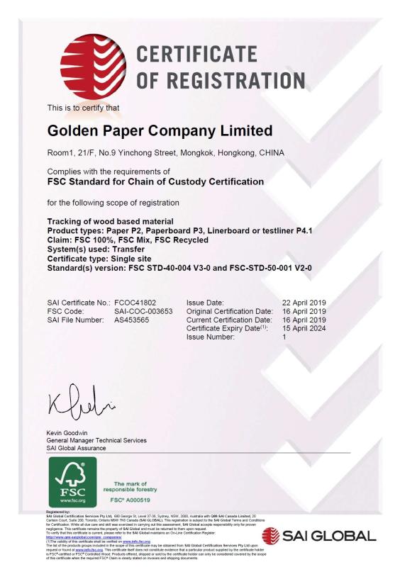 FSC - Qingdao Golden Paper Company Limited