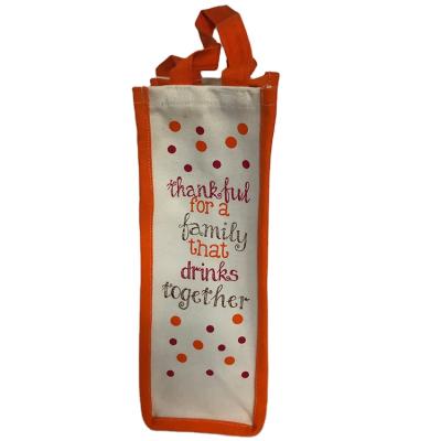 China Thanksgiving Gift Customized Promotional 100% Cotton Canvas Wine Bag for sale