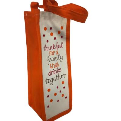 China Simple Thanksgiving Manufacturer Price Eco-Friendly Thanksgiving Bottle Canvas Wine Bag for sale