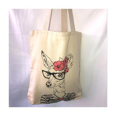 China New Fashion Standard Size 100% Natural Cotton Travel Shopping Bag With Deer Pattern for sale