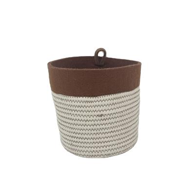 China Minimalist Manufacturer Price Colored Zigzag Cotton Rope Wall Plant Quilting Hanging Basket for sale