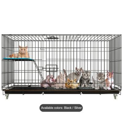 China Choice Folding Cat Cage Big Cat Breeding Multi Viable Size Cages Cheap Cat Cage With Wheel for sale