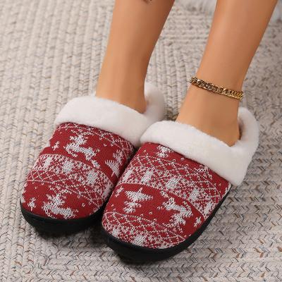 China Fashion Trend 2023 new Christmas series knitted warm non-slip cotton slippers comfortable home outdoor leisure cotton slippers for sale