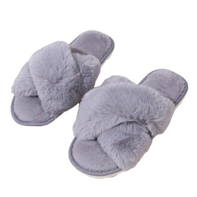 China Fashion Trend Stylish simple home warm slippers Comfortable cotton cute plush women indoor outdoor home slippers for sale