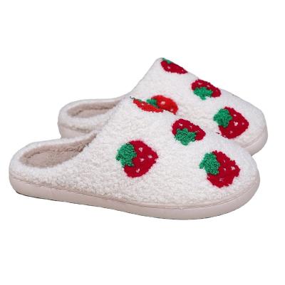 China Fashion Trend 2023 Autumn winter indoor plush warm non-slip strawberry Little love mushroom pattern slippers for men and women for sale