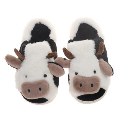 China Fashion Trend 2023 new fashionable home warm plush shoes winter cartoon cute cow pattern non-slip cotton slippers & shoes for sale