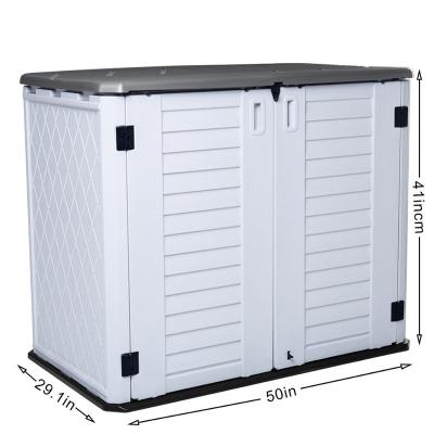 China KINYING Easily Assembled Horizontal Plastic Storage Shed Garden Sheds Garden Storage Cabinet for Bins, Tools and Bikes for sale