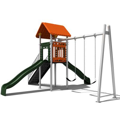 China Small Shipping Sapce Kinplay Garden Playground Kids Amusement Park Plastic Slide Kinder Playground Kids Slides With Swings for sale