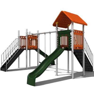 China Sapce Kinplay Shipping Small Plastic Backyard Playground Kids Theater House juegos columpios resbaladillas for sale