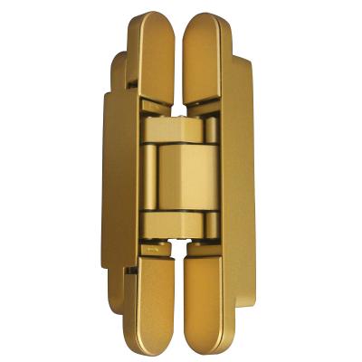 China Modern 40Kg capacity Gold color 180 degree three direction adjustable concealed door hinge for sale