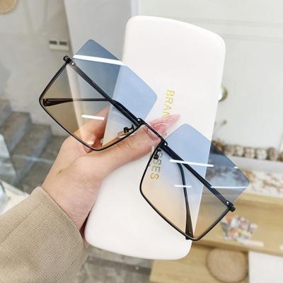 China Wholesale Luxury Semi Rimless Sunglasses Women Shades UV400 Eyewear Ladies Square Metal Fashion for sale