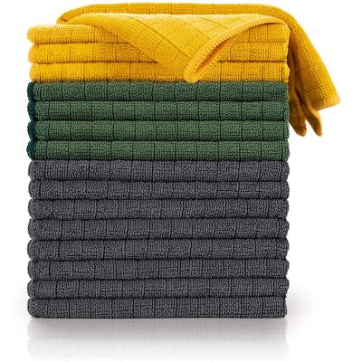 China 45*65cm Weft Grid Microfiber Sustainable Absorbent Soft Cleaning Cloth 350GSM for sale