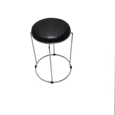 China Hot Selling Modern Metal Silver Round Cushion Steel Round Stack Bar Stool Home Restaurant Dining Stools for sale