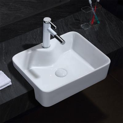 China OEM Modern Small Size Bathroom Sinks Glossy White Ceramic Sink Art Washing Basin Worktop Cabinet Basin for sale