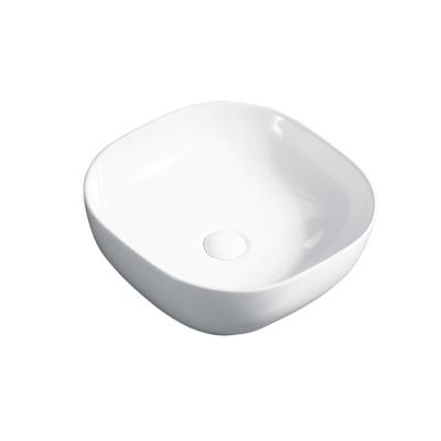 China Modern European Design Rectangle Art Basin Glossy White Ceramic Wash Small Size Hand Basin for sale