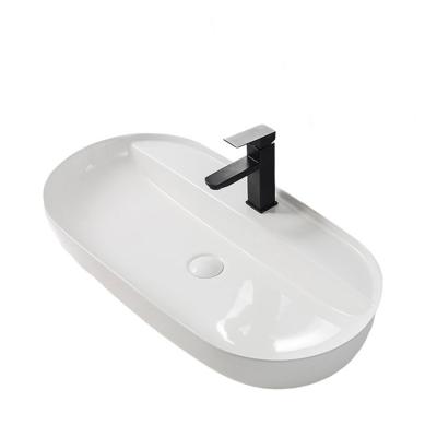 China Hot Sale Art Basin Above Counter Bathroom Lavabo Hand Modern Ceramic Oval Countertop White Wash Basin Sinks for sale