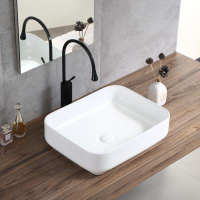 China Modern European White Color Glazed Bathroom Art Vessel Basin Ceramic Counter Top Bowl Outdoor Sinks for sale