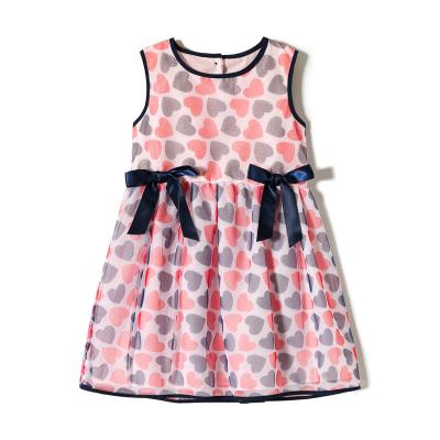 China Summer Breathable Colorful Kids Casual Fashion Suits Sleeveless Kids Party Bow Kids Dress Girls Dresses for sale