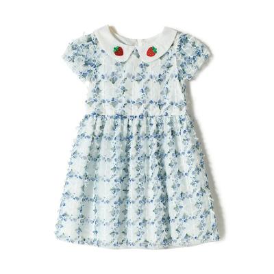 China Girls Breathable Short Sleeve Dresses Kids Summer Interesting Floral Print Dress For Babies for sale