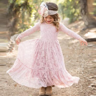 China Breathable Sparkly Boho Bridesmaid Dress Junior Bridesmaid First Communion Lace Embroidery Girls Dress for sale