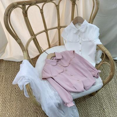 China Breathable Wholesale Kids Clothing Like Long Sleeve White Chiffon Youth Baby Shirts for sale