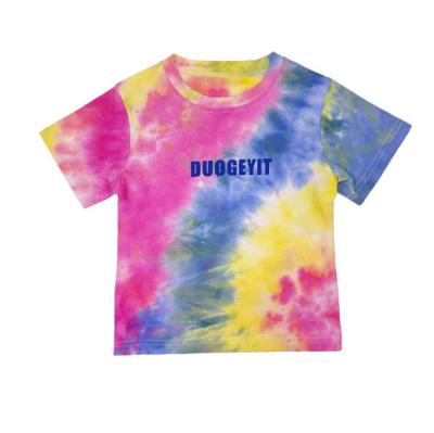 China Breathable Custom Kids Tops Tie Dye Baby Tshirts Summer Shirt Cotton Shorts Sleeve Boys T-shirts for sale