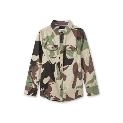 China 2022 Custom Cotton Breathable Spring Kids Shirts For Boys 4-14Y Camouflage Kids Turn Down Collar Boys Long Sleeve Shirts for sale