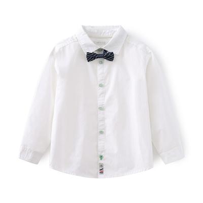 China Boys 4-14y Long Sleeve Shirts Cotton Breathable Custom White Boys Formal Shirts With Bow Tie Plain Kids Shirts For Kids for sale