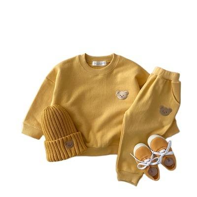 China Breathable Winter Sweatshirt Newborn Hoodie Pants Baby Clothing Sets Solid Unisex Toddler 2Pcs Crewneck Sweatshirt Set For Kid Girls for sale