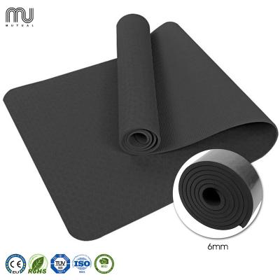 China Centralized Eco-Friendly Supply Custom Made Eco Friendly Material Black Material Tape Yoga Mat 6mm Thick Size For Fit Exercise for sale