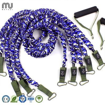 China Fitness Exercise Customize 11pcs Printed Color Band Bungee Resistance Band Elastic Material Elastic Fitness With Bag for sale