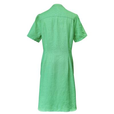 China Anti-Static Custom green linen simple cool and comfortable casual everyday lady's short with side pockets Dresses for sale