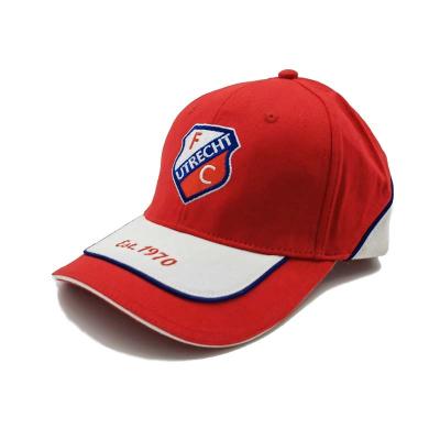 China COMMON Red and White Color Brand Quality Customize Logo Racing Sport 6 Panel Embroidered Baseball Cap for sale