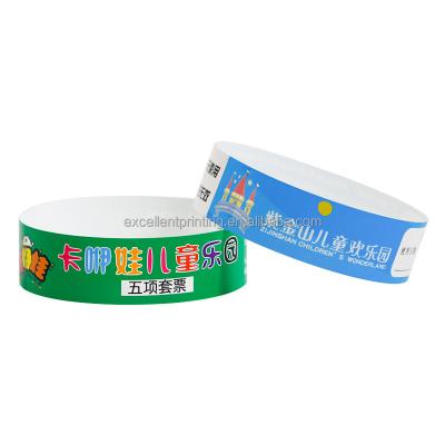 China Amusement Park One Time Use Disposable Tyvek Cheap Colorful Paper Wristbands Numbered Wristbands For Events / Festival Music Concert Activity for sale