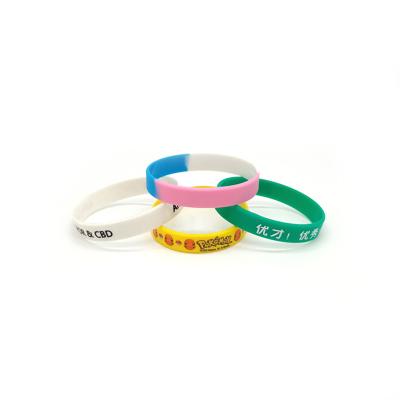 China Cheap Customized Rainbow Double Link Silicone Bracelet Silicone Rubber Wristband Dye Silicon Wristband for sale