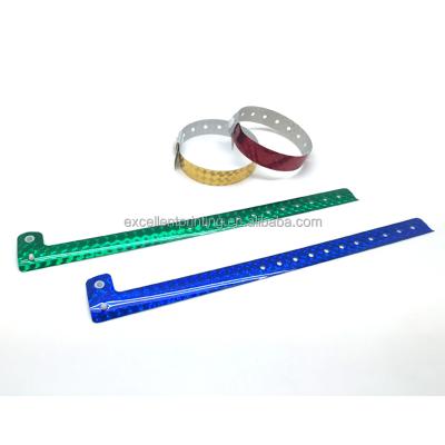 China Plastic Glitter Custom Wristbands Holographic Wristbands With VIP Logo Wristband for sale