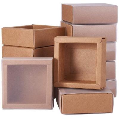 China Recycled Materials Customized Brown Kraft Paper Box Kraft Box With Window Kraft Paper Gift Box Package Candy for sale