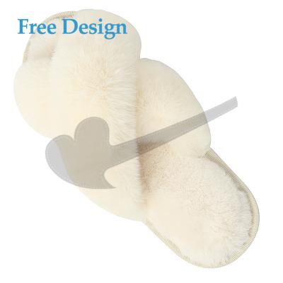 China Anti-smell Anti-smell Fashion Wear Rabbit Fur Slipper Woman Indoor Winter 2022 Flat Warm Lazy Fluffy Slippers Real for sale