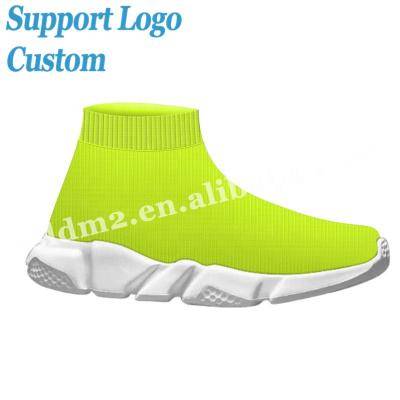 China Fashion Trend High Top Custom Logo Brand Shoes Running Flying Socks Sneakers Weaving Knitting Pulsating Shoes for sale