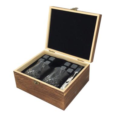 China Rock Goods In Running Whiskey Stones And Whiskey Glass Gift Wooden Box Set for sale