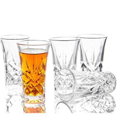 China 3.4inch Etched Cordial Tequila Shot Glass Clear Size Patterned Lead Free for sale