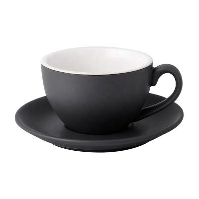 China Viable Wholesale 220ml Colored Matte Surface Ceramic Custom Logo Porcelain Coffee Cup And Saucer for sale