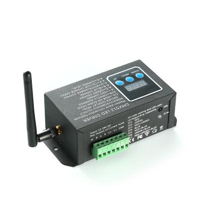 China Wireless dmx rgb led controller / dmx512 decoder with XLR CE RoHS certified 92*72*45MM for sale